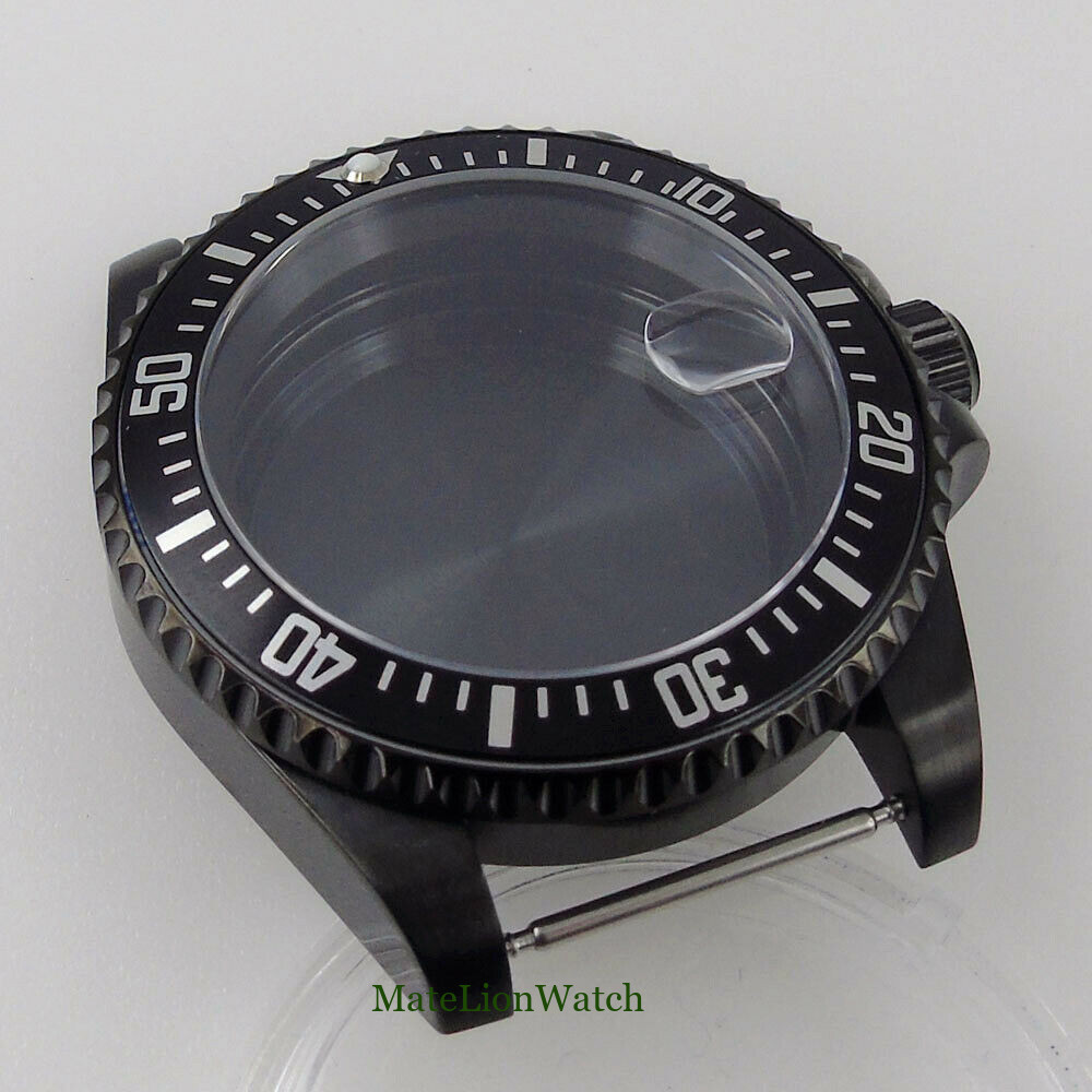 For NH35/NH36 Miyota8215 ETA2836 40mm Sapphire Watch Case Silver/Black Aluminum