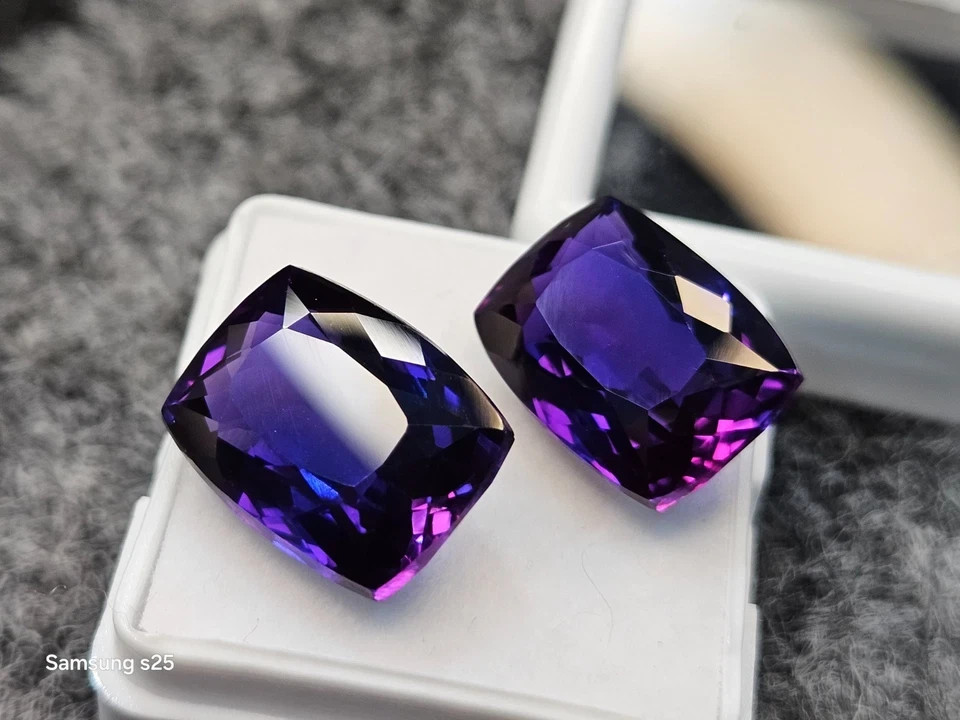 Natural Amazing Pair Purple Tanzanite Cushion Cut 25 Ct IGL Loose Gemstone 6JHP