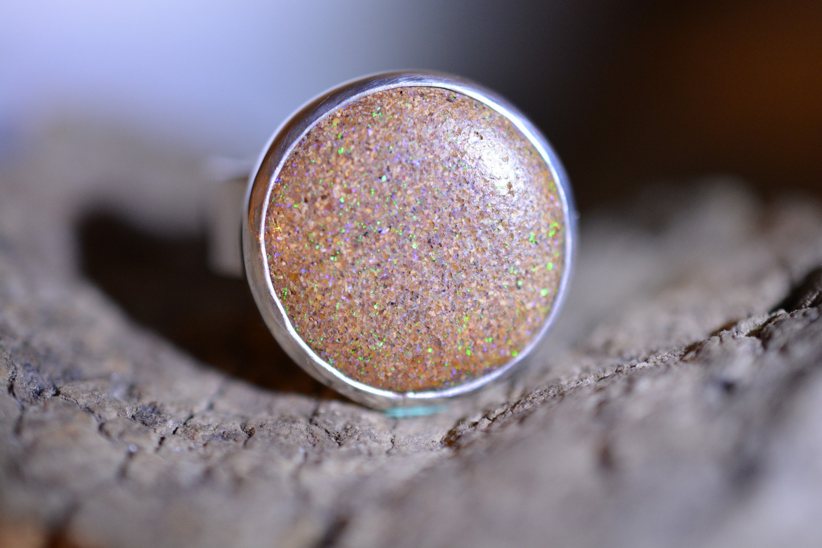 20x20x4 Koroite Sandstone Matrix Opal Ring 925 Silver Australia Gem