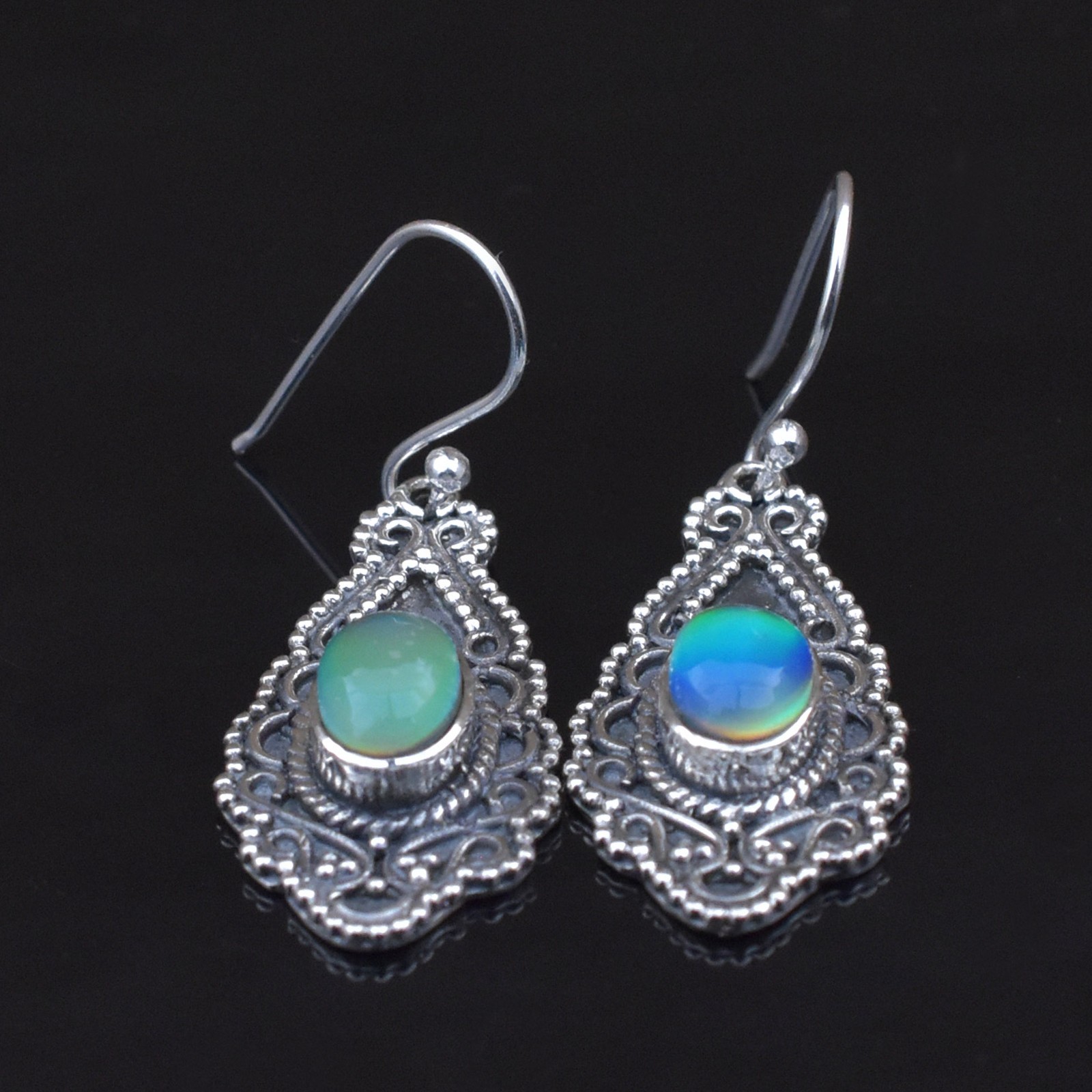 Aurora Opal Sea Turtle Drop Earrings 925 Sterling Silver Nautical Style Gift