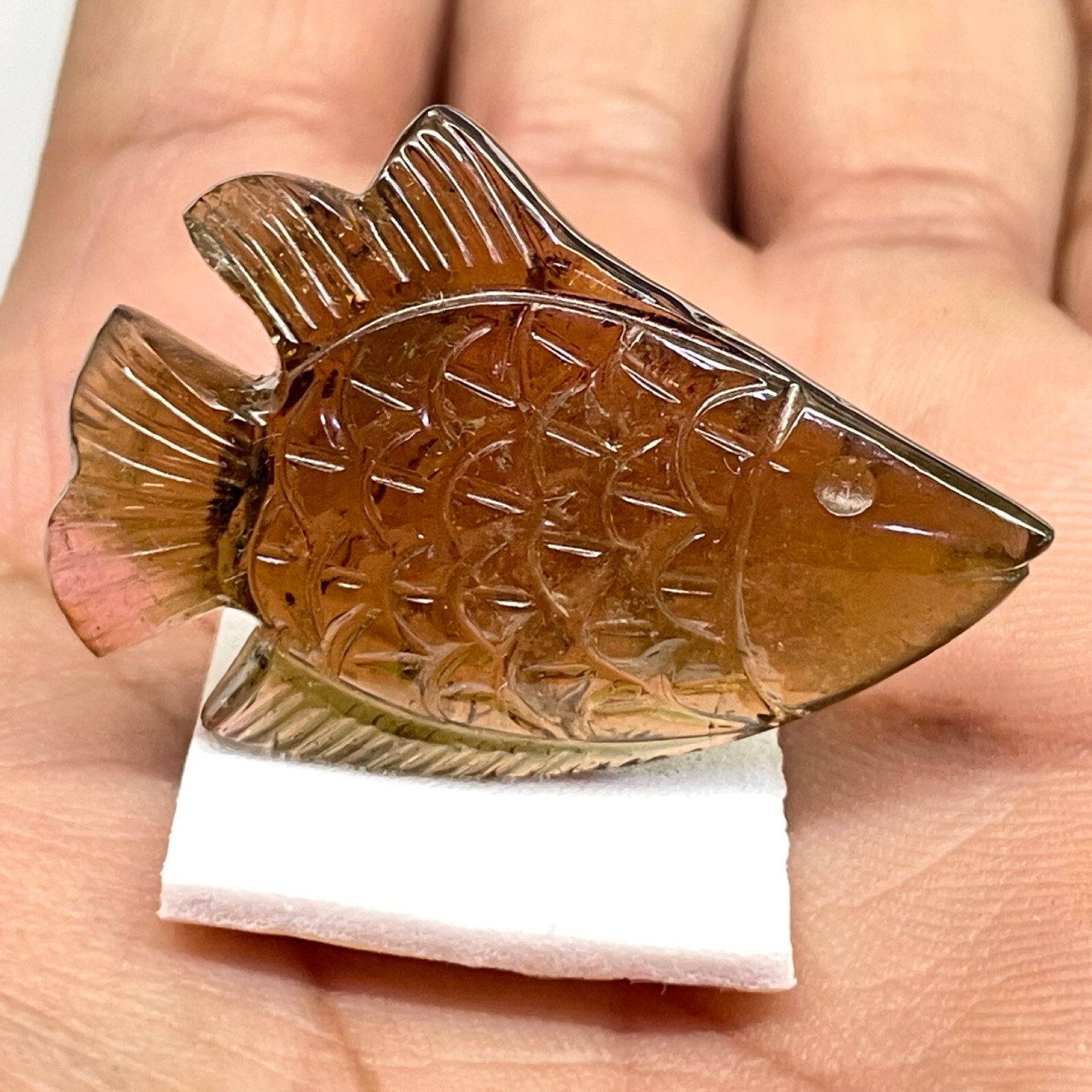 50.75 Cts Natural Tourmaline Carved Fish Untreated Magnificent Loose Gemstone