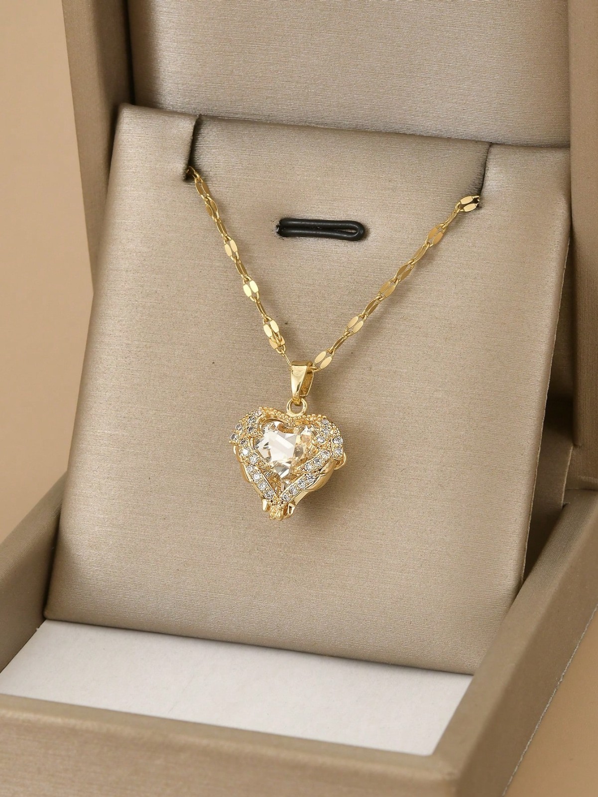 3 Pcs/Set Heart Necklace Earrings Love Gift Angel Wings Pendant Chain Women USA