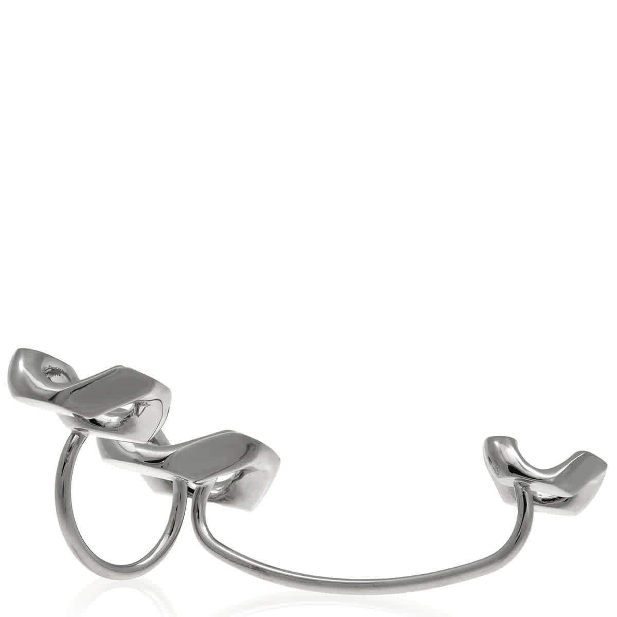 Burberry Chain Link Palladium-Plated Trio Ring