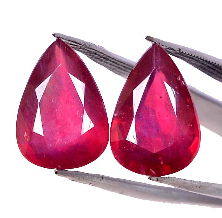 8.86 Cts Natural Ruby Pear Cut Pair 13×9 mm Calibrated Loose Gemstones GF