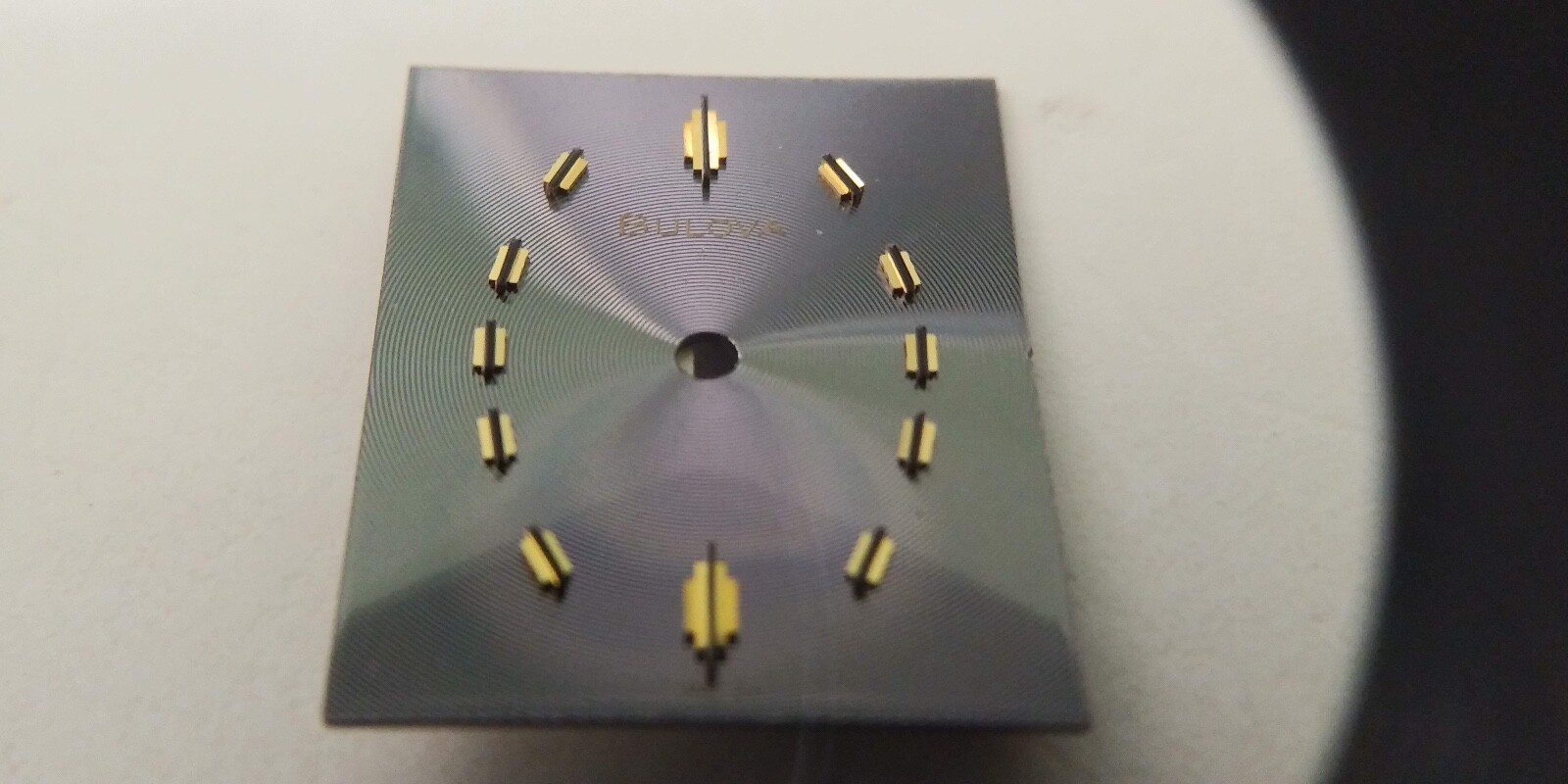 Bulova Dial 17.4mm wide x22.7mm height black and gold rectangle