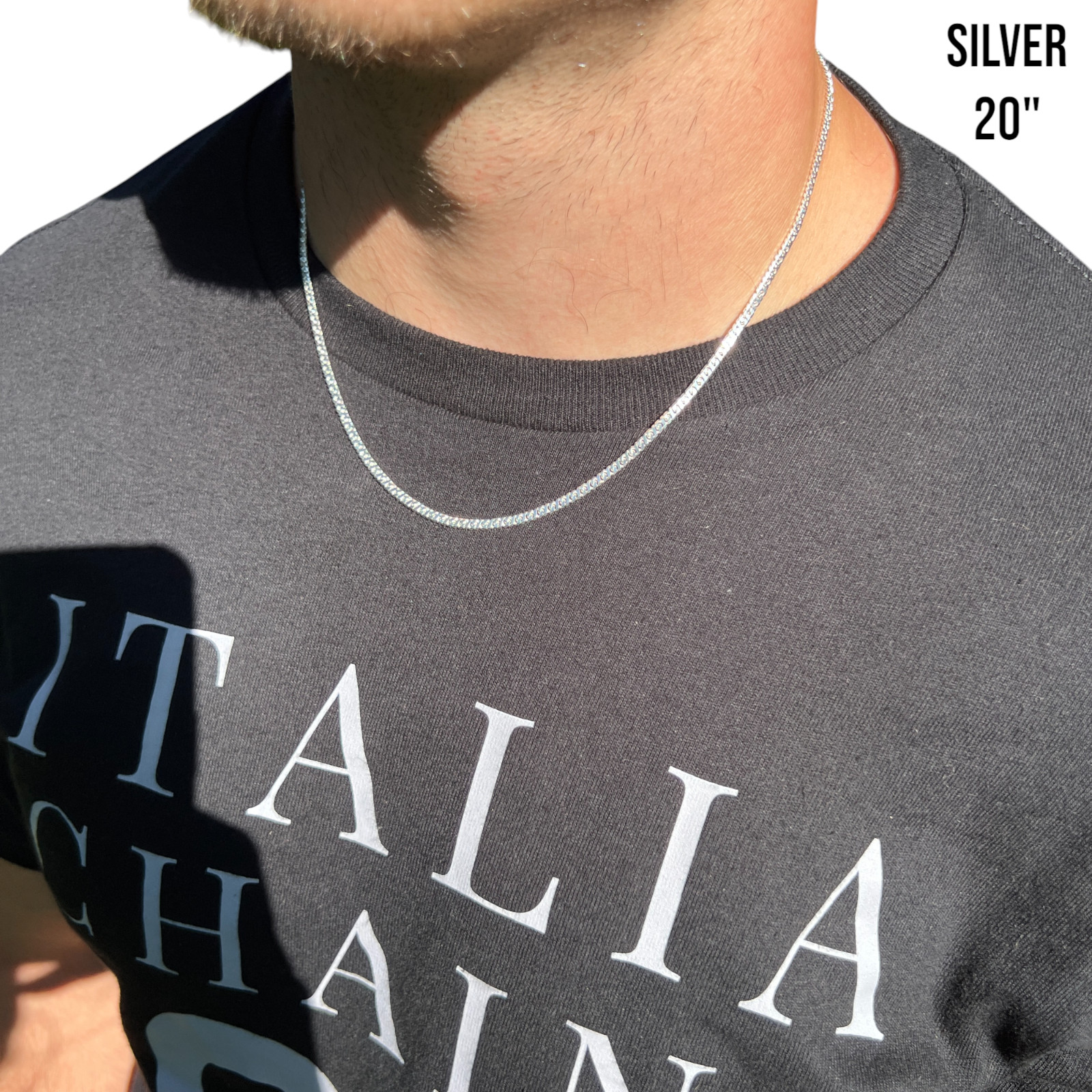2.5mm Dollar Chain Necklace – Real Solid 925 Sterling Silver MADE IN ITALY