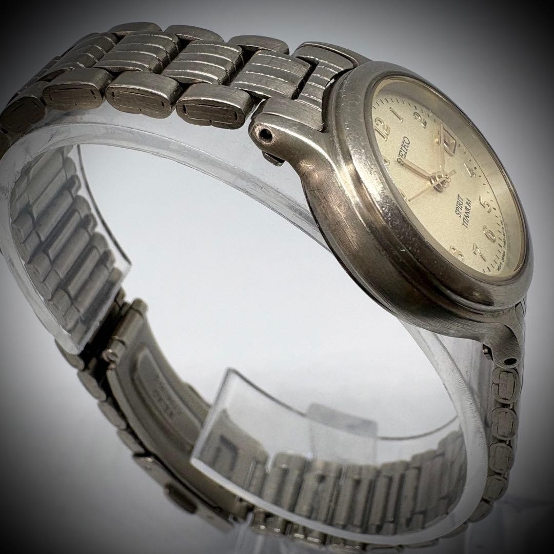 SEIKO SPIRIT Titanium Ladies Watch, Gold Dial, Working Condition, New Battery Re