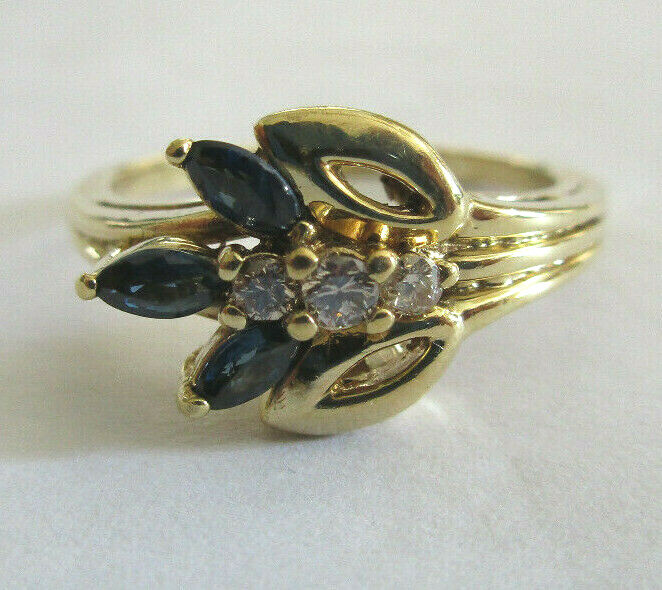 .65 Carat 14K Gold Diamond & Sapphire Ring Diamond=.15 Carat H-VS2 4.40 Grams