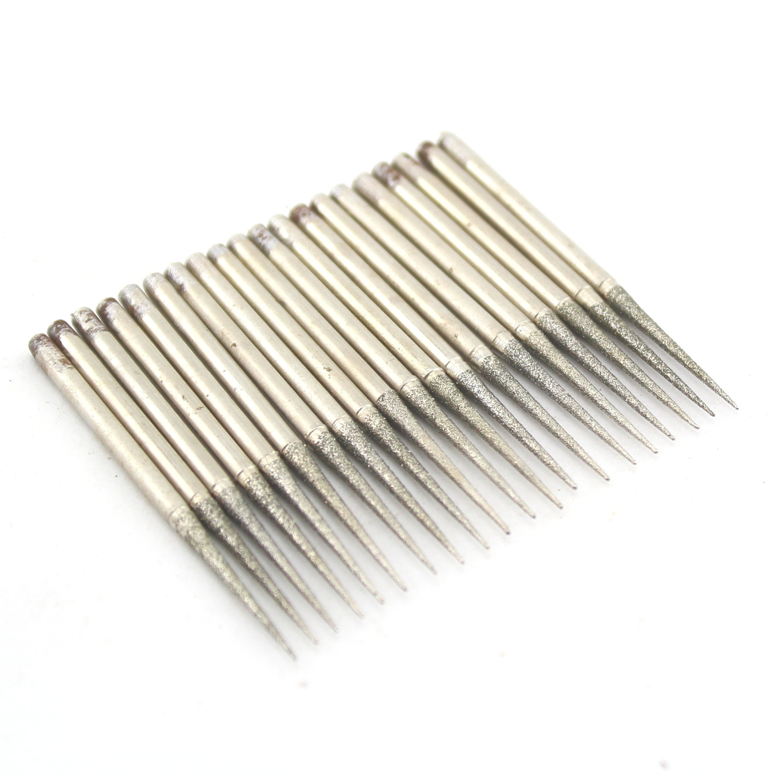30Pcs 2.35mm Diamond Grinding Head Tapered Point Needle Bit Burrs Coated Jewelry