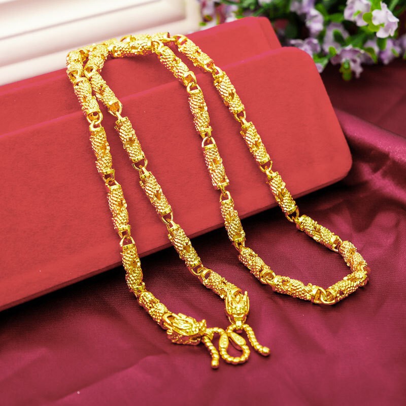 Dragon 24K Thai Baht Yellow Gold GP Necklace 24″