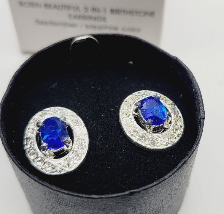 Avon Born Beautiful 2-in-1 Colored Birthstone Earring September Silvertone #64