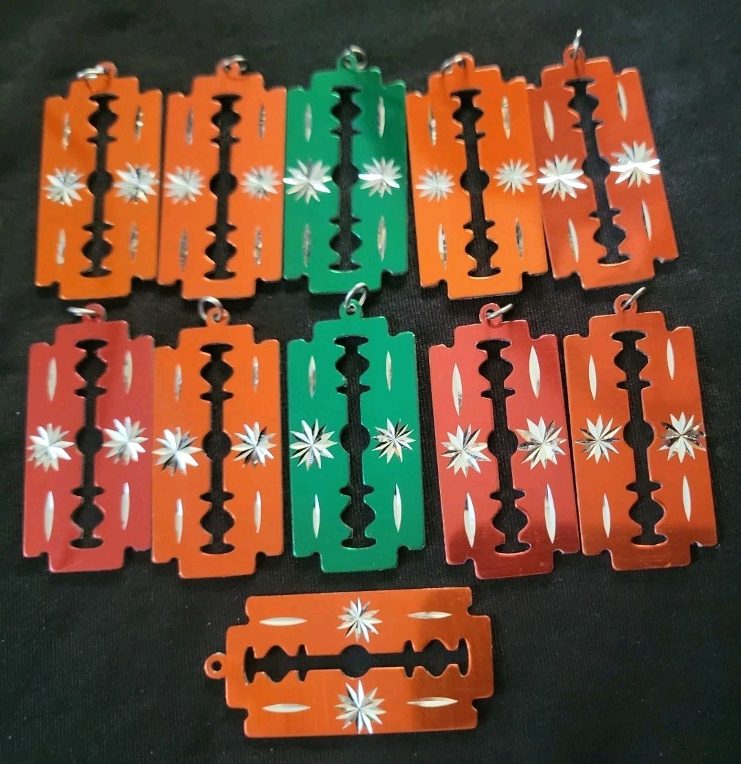 Vintage Razor Blade Pendants or Charms Lot of 11
