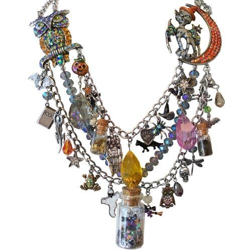 KIRKS FOLLY BUBBLE BUBBLE TOIL AND TROUBLE NECKLACE IN SILVER TONE