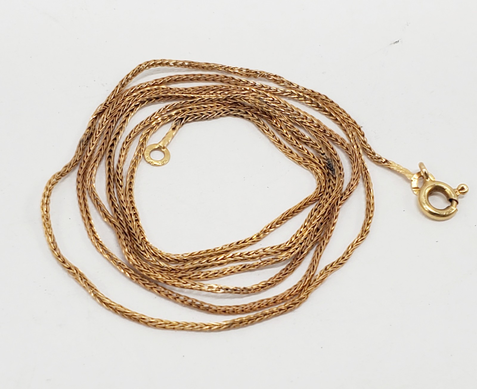 750 18K SOLID YELLOW GOLD .8mm Wheat Spiga Espiga Chain Necklace 23.5″ 2.1g