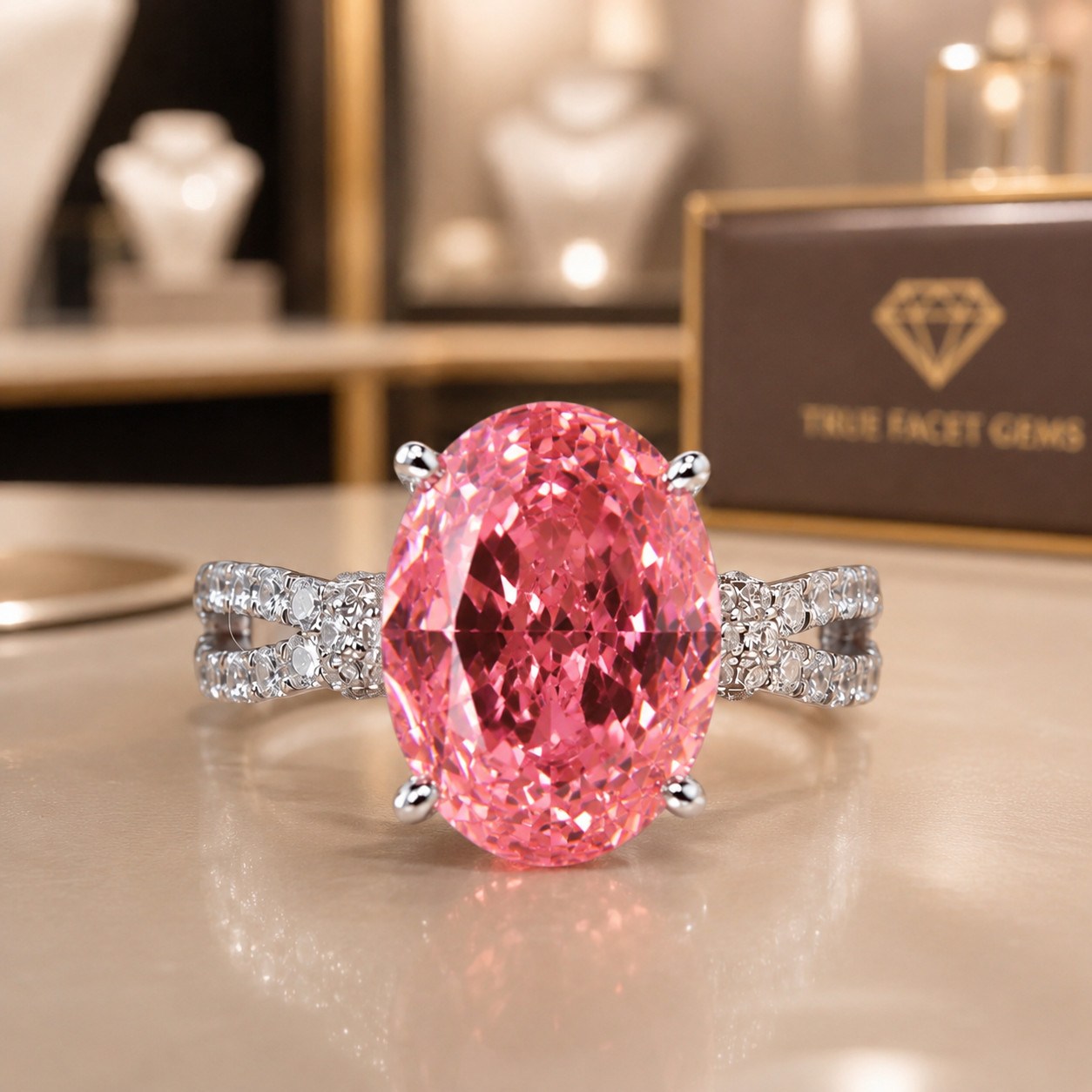 Natural Pink Sapphire & Diamond Wedding Gift Ring 14k White Gold 6 (Import Free)