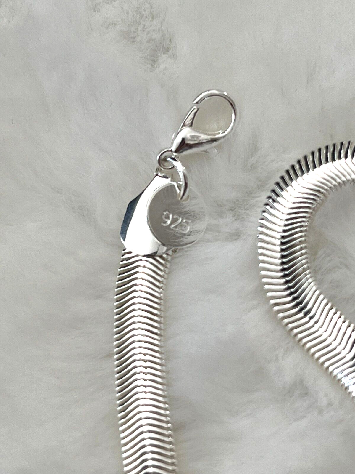 SUPER NICE 925 SILVER PLATED FLAT SNAKE CHAIN BRACELET 6MM 8″ LONG