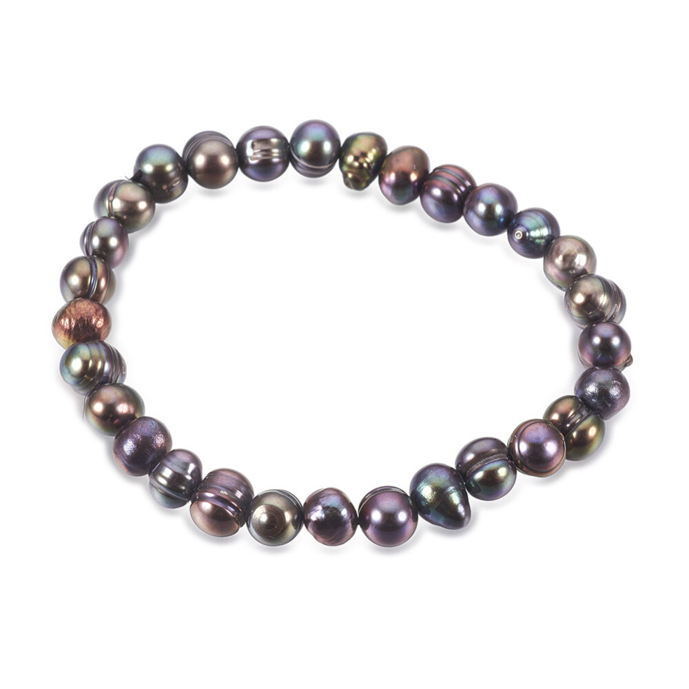 Natural Pearl Stretch Bracelets Potato PrussianBlue 2″(5cm)  P506