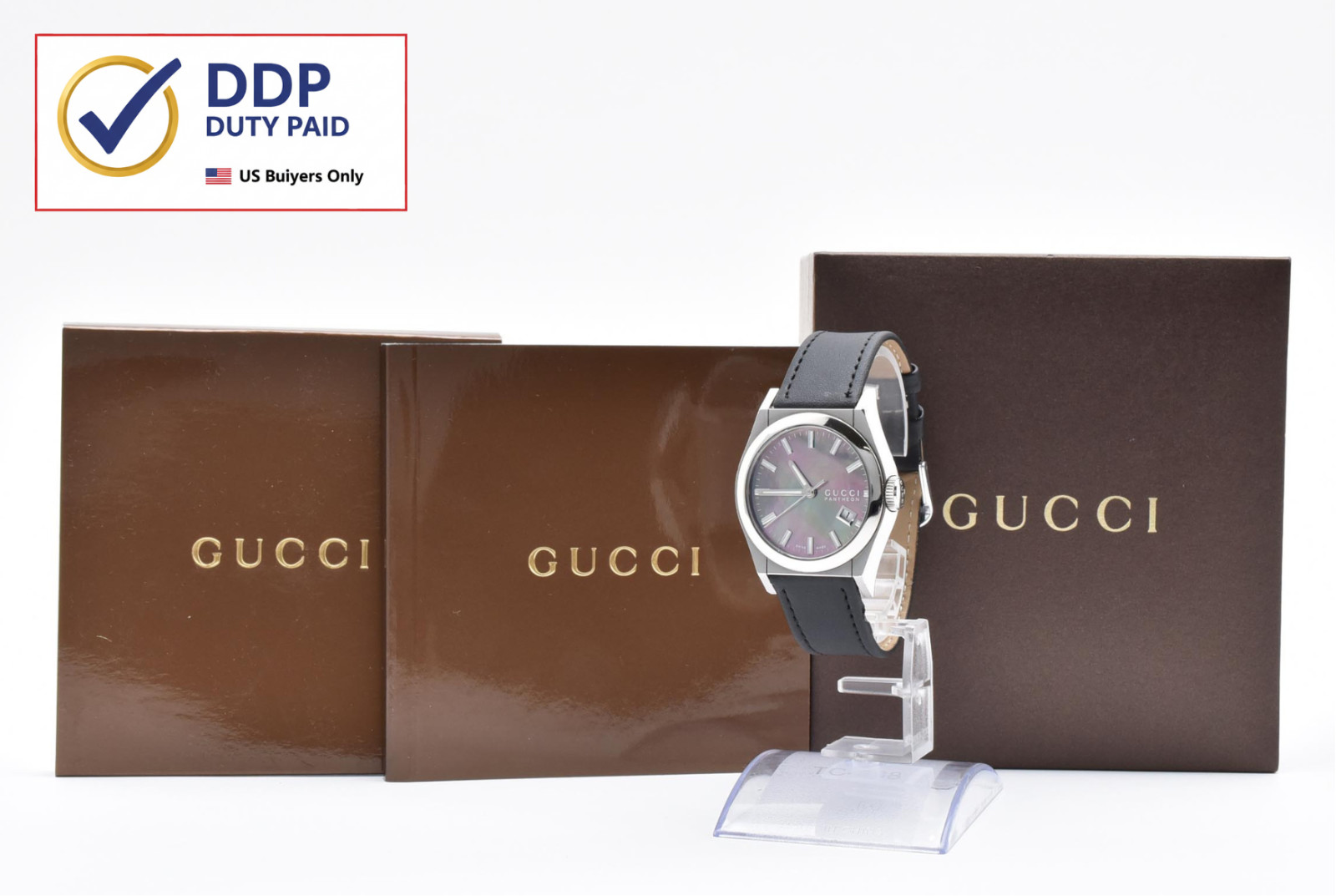 [N MINT w/Box] Gucci Pantheon 115.4 Black Shell Quartz 36mm Unisex Watch Japan