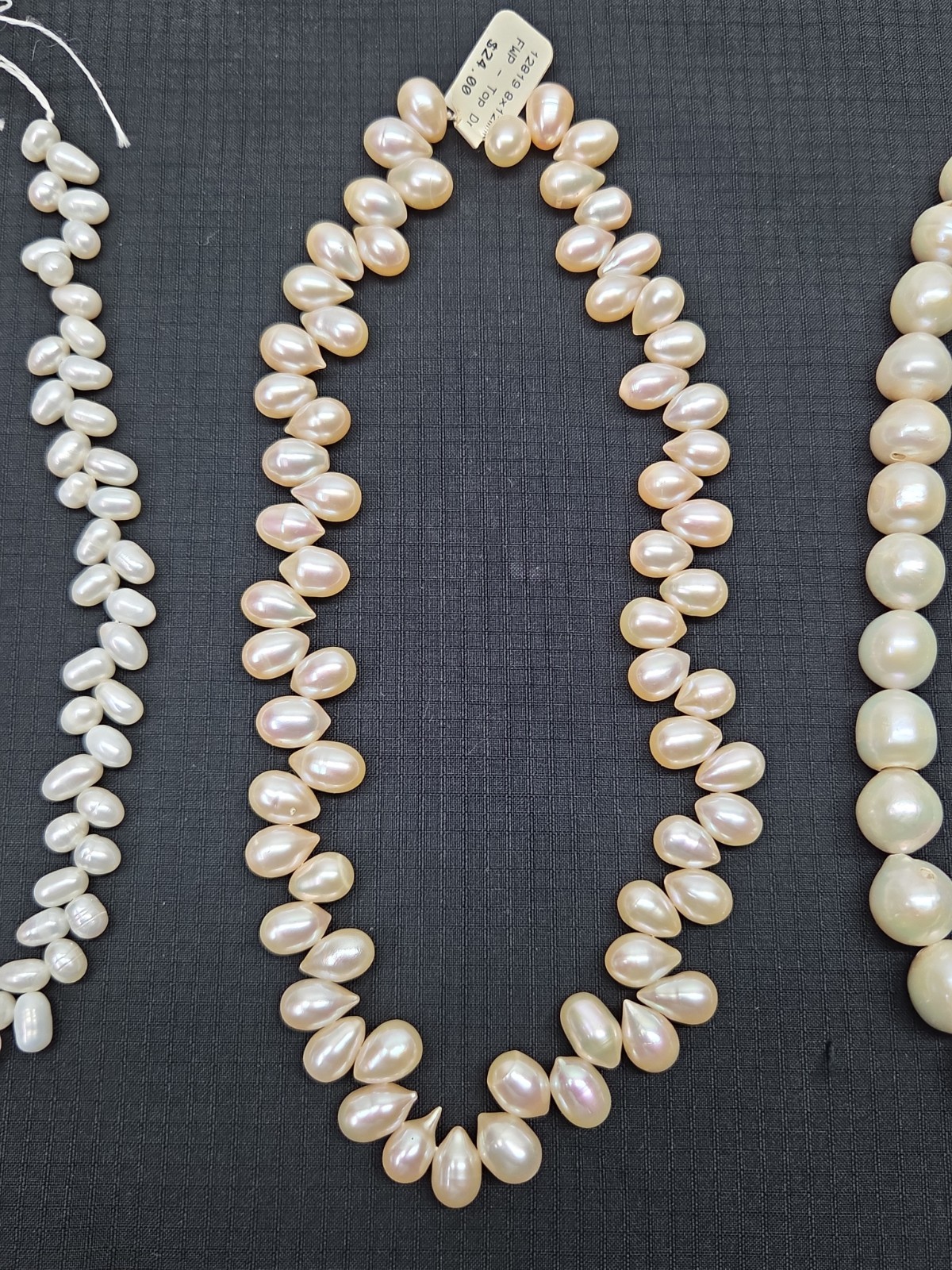 FWP Necklace Pearls Only Large Fresh Water High Luster x3 White Cream NO Chain