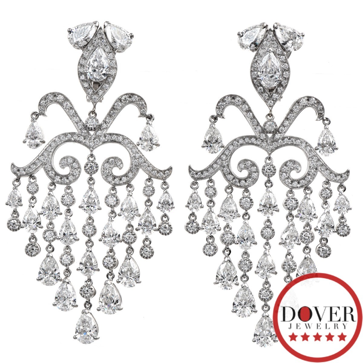 Orianne Collins 42.0cts Pear Diamond 18K Gold Chandelier Dangle Drop Earrings