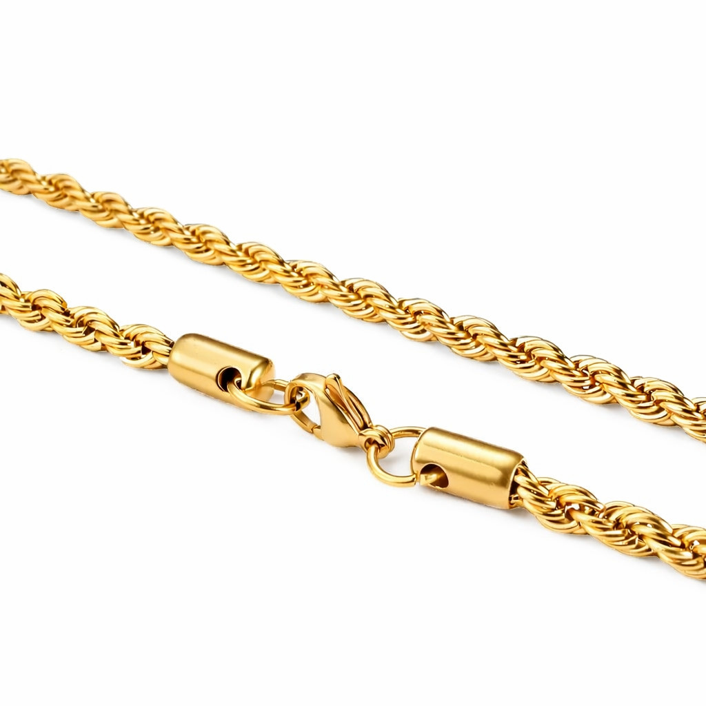 18K Gold Filled Italy Rope Necklace Heavy Solid Chain 2mm 3mm 4mm 5mm 6mm
