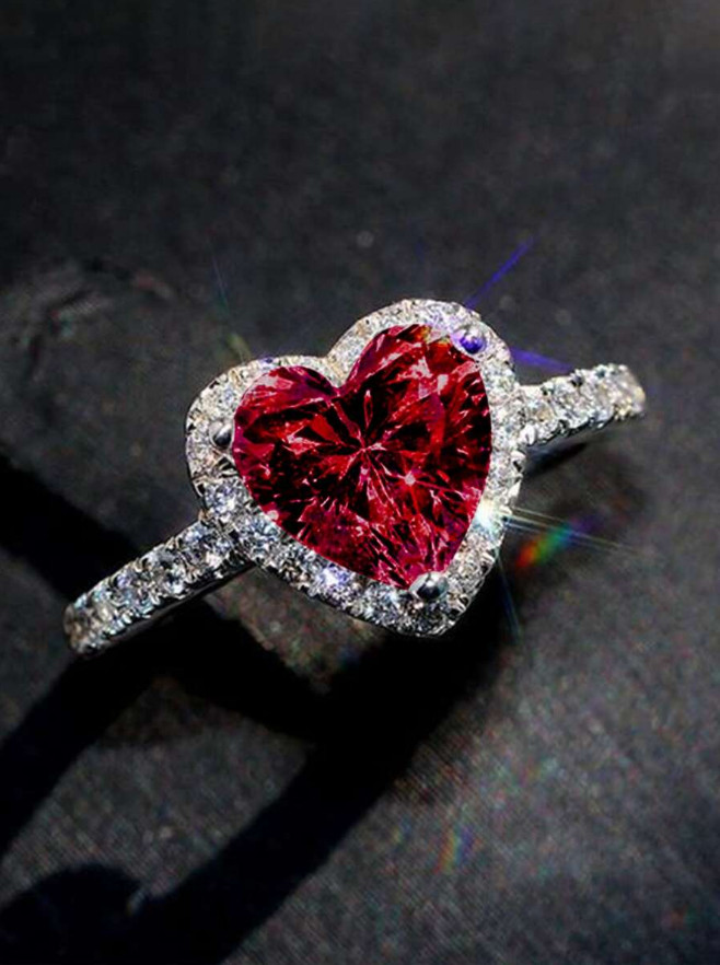 Fashion Women Luxury Heart Shaped Cubic Zirconia Wedding Engagement Ring Jewelry