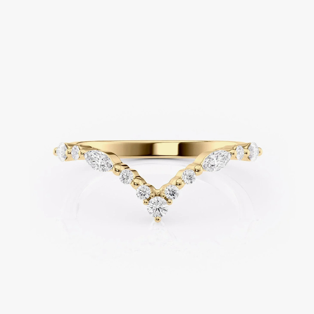 Lab Grown Diamond CVD 14K Yellow Gold Wedding Band Round Cut 0.35 Ct Women