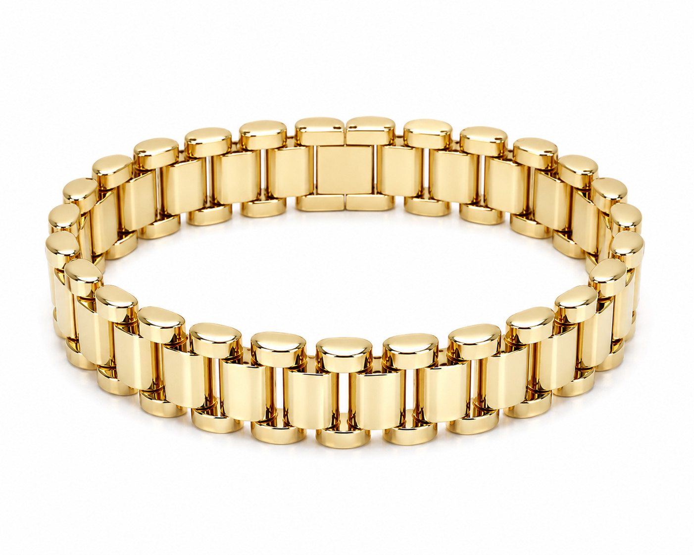 Italian 1/200 14k Yellow Gold Oro RLX Bracelet Pulsera Band 10mm Men Women in