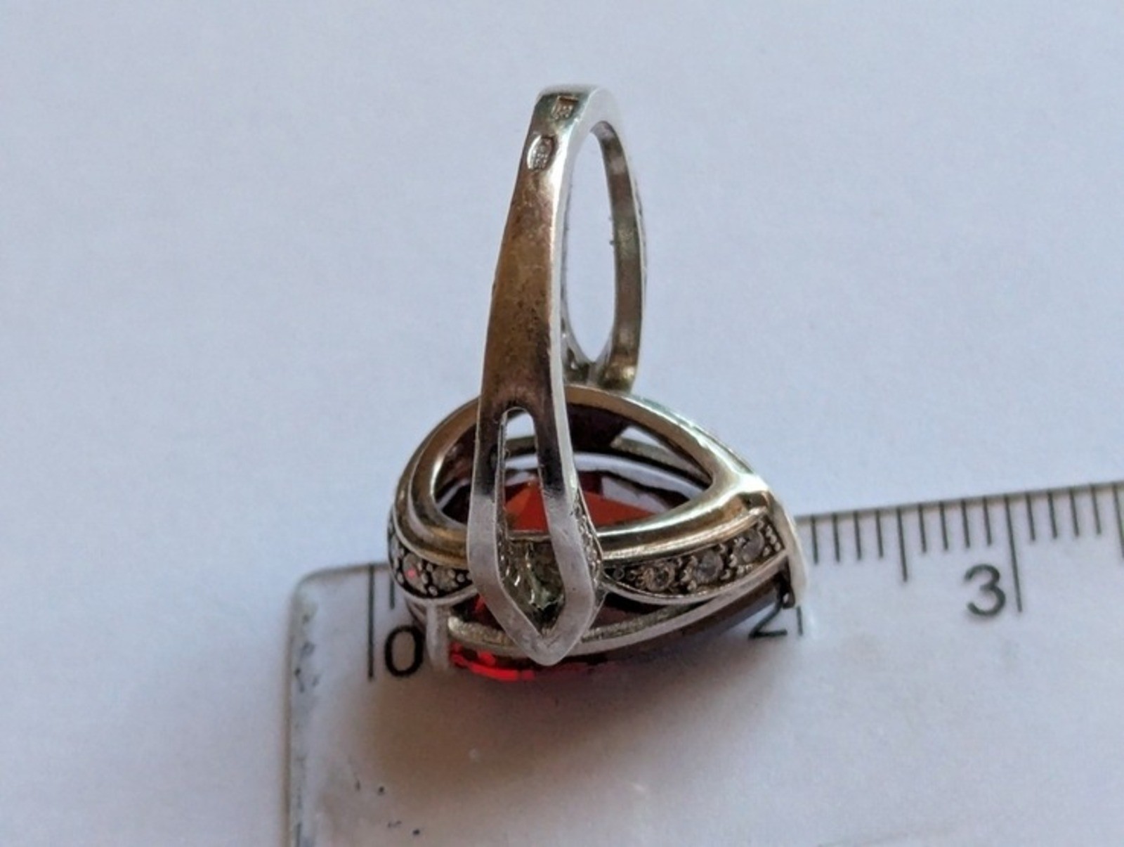 Vintage ring sterling silver 925 Size 8 Weight 8.93 g. Garnet. Ukrainian jewelry