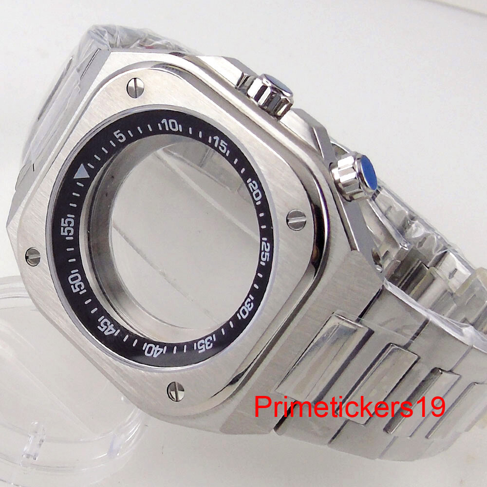 42mm Watch Case Band Sapphire+Chapter Ring Exhibition Back Fit NH35 NH36 NH38