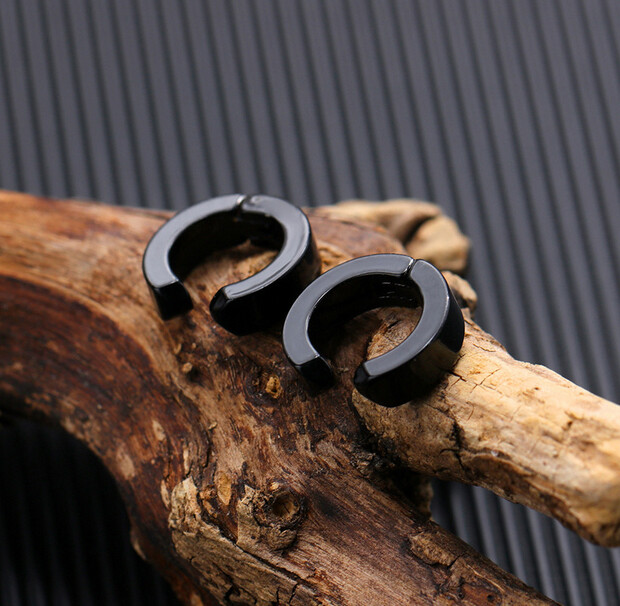 1 Pair Stainless Steel Ear Cuff Non-Piercing Clip On Hoop Earrings for Men Women