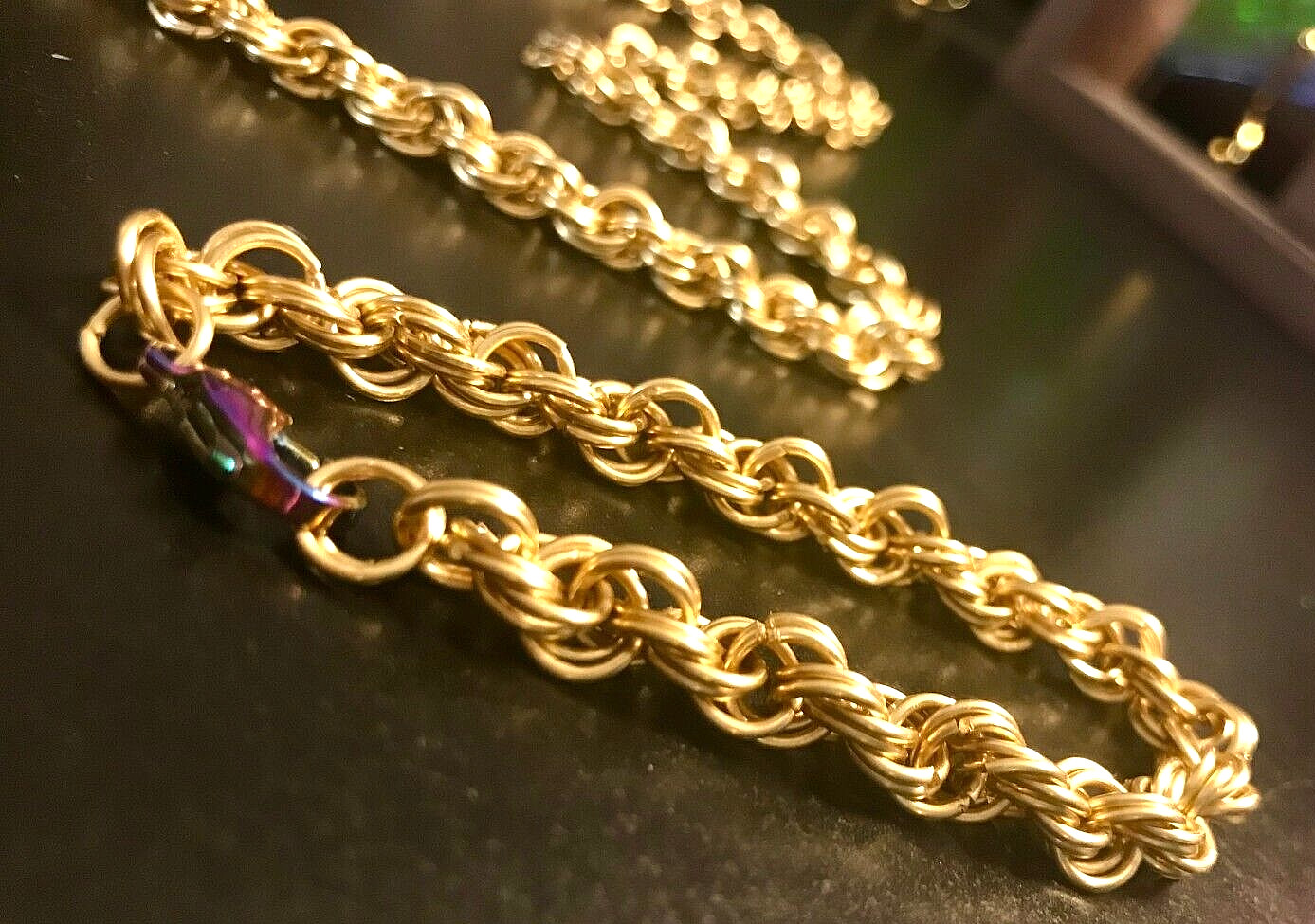 Brass Rope Necklace and Bracelet Set Handmade 19.5” Necklace 7.75” Bracelet