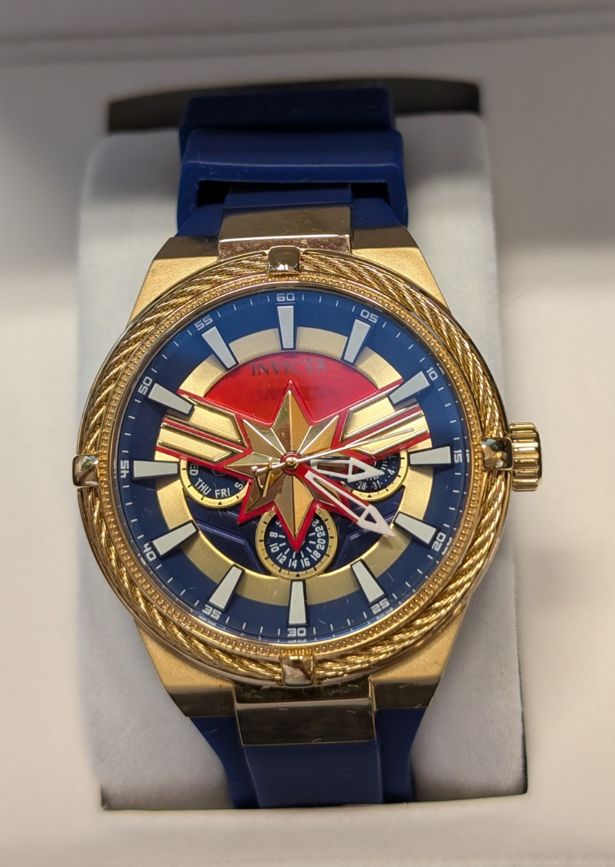 Invicta Captain Marvel #28816 Limited Edition Ladies Watch 39mm Gold New Battery