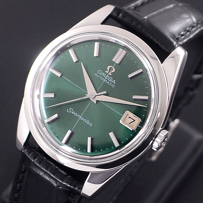 VINTAGE OMEGA SEAMASTER AUTOMATIC EMERALD DIAL DATE DRESS MEN’S WATCH