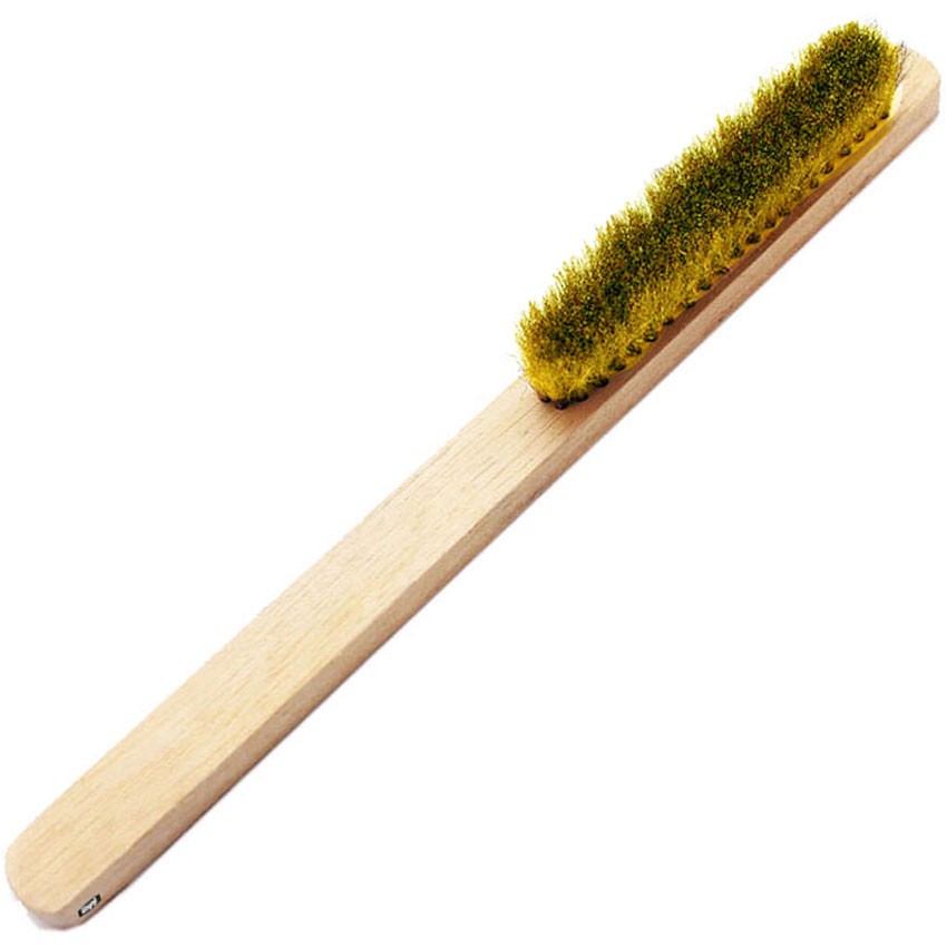Brass Hand Brush Crimped Wire Wood Handle 8-1/2″ Cleaning Polishing Jewelry