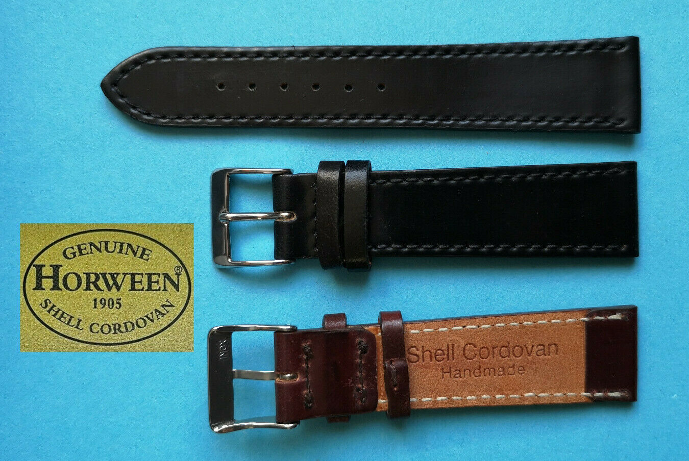 Cordovan Shell Uhrenarmband 2. Wahl 17,18,19,20mm schwarz braun Galopper-NL / 29