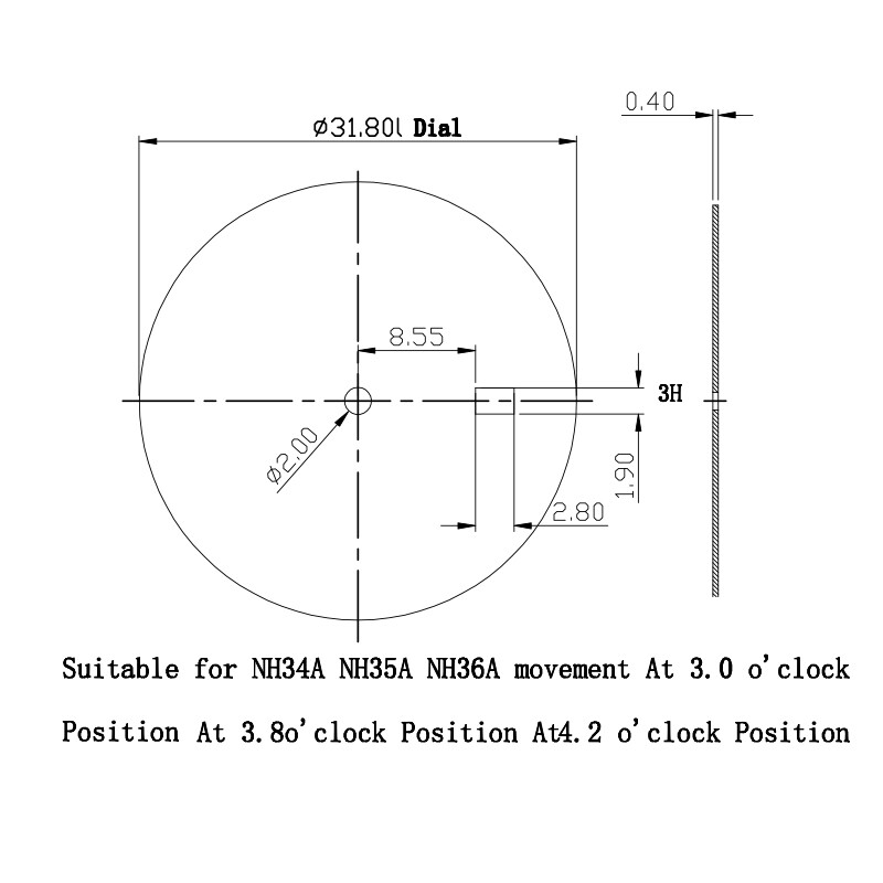 31.8mm Watch Dial Textured Face For Seiko NH35 Automatic Movement Mod Parts