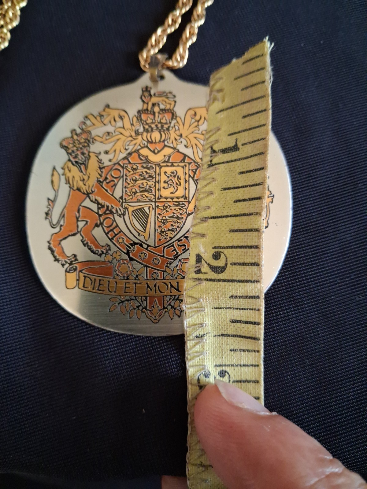 Reed & Barton Damascene Coat of Arms Pendant Necklace