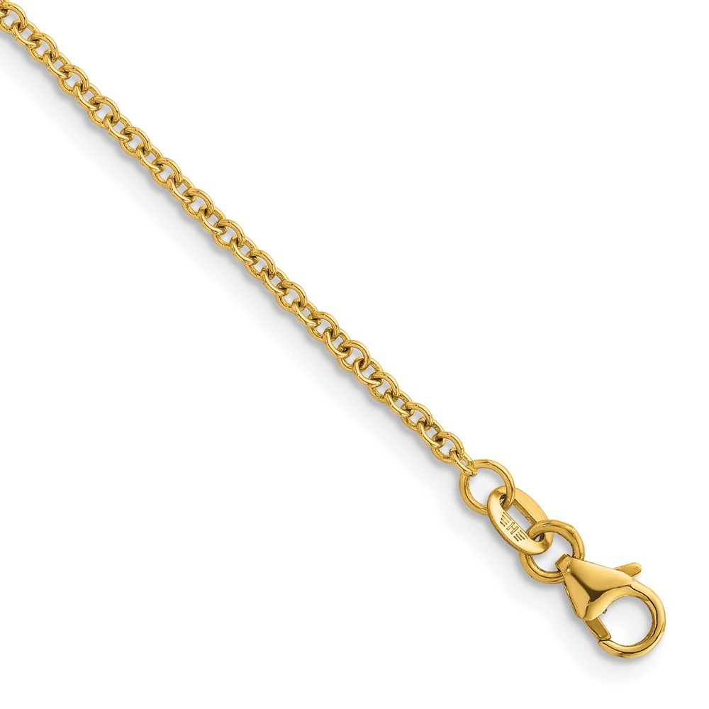 14k Yellow Gold Polished 2.0mm Solid Cable Chain Necklace 18″