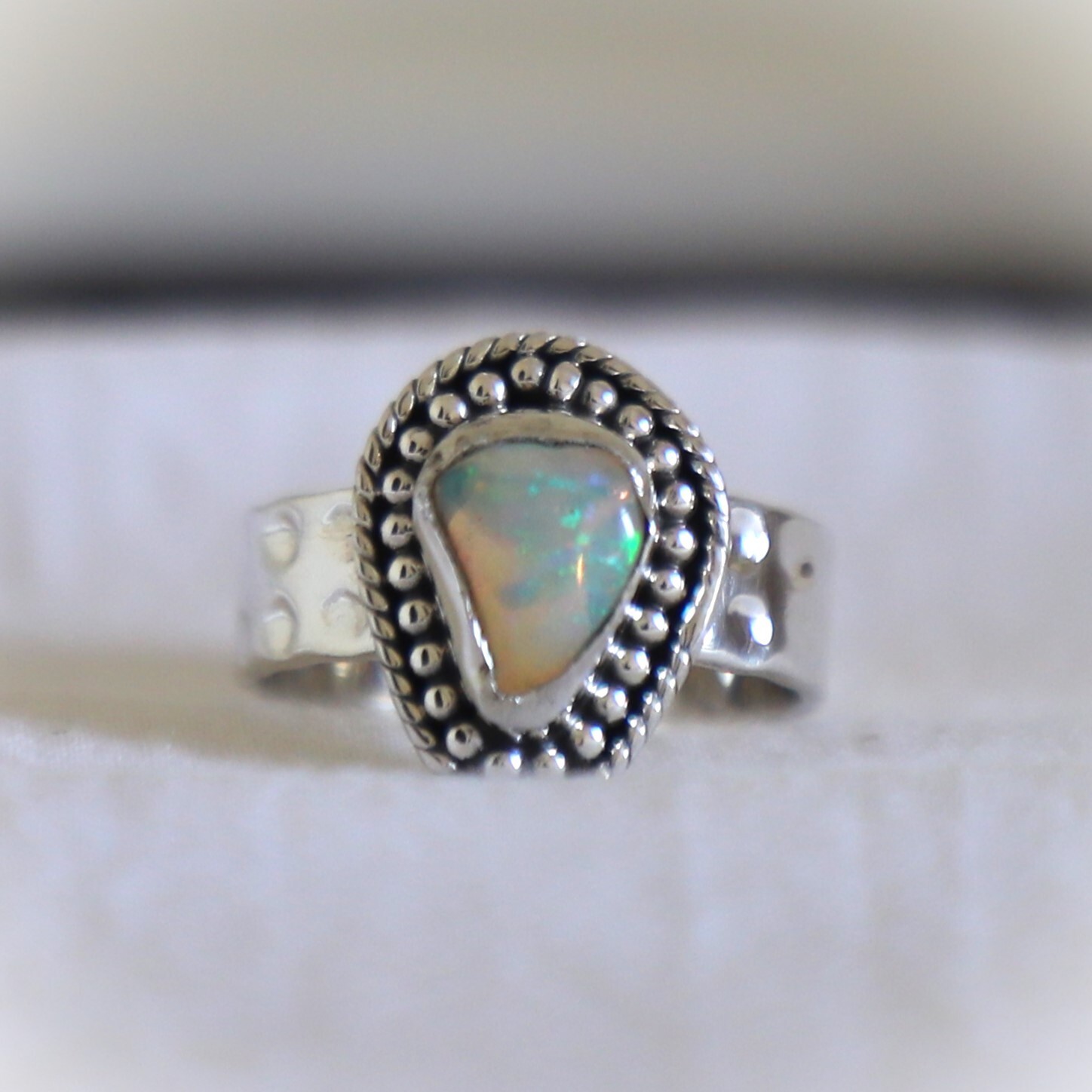 ETHIOPIAN OPAL NATURAL GEMSTONE 925 STERLING SILVER HANDMADE JEWELRY RING 3 TO12