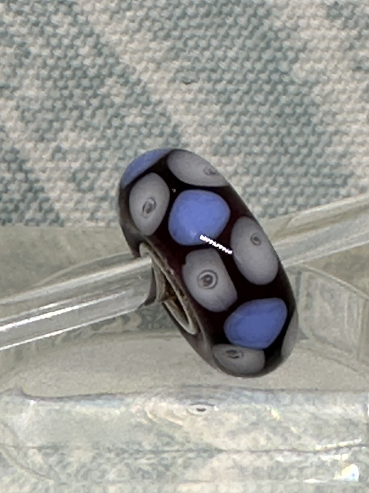 Authentic Trollbeads OOAK Light Blue and Periwinkle Boulders on Purple UU, New