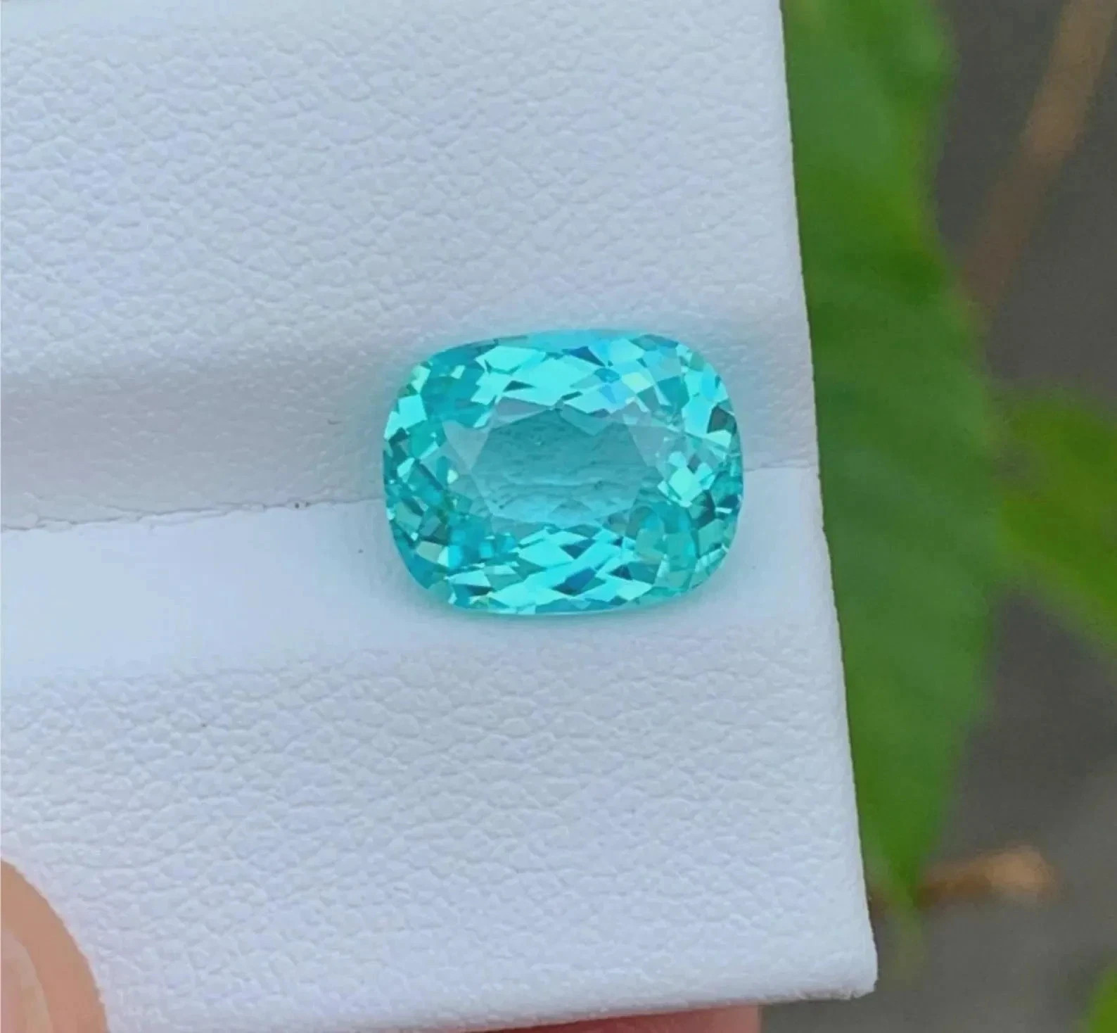 10.35 Ct+ Natural Paraiba Tourmaline Neon Blue Cushion Cut Loose Gemstone