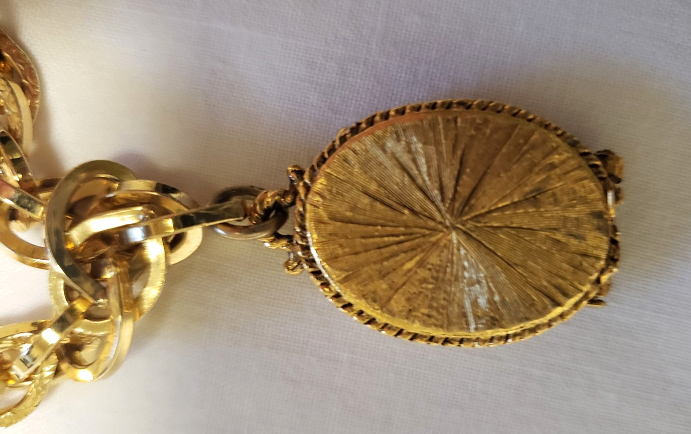 Rare Corday VTG 60s Unicorn In Captivity Solid Perfume Locket Bracelet Gold Tone