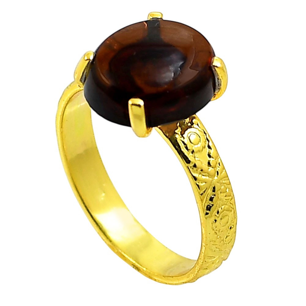 18K Gold Plated Natural Hessonite Garnet – Madagascar Ring s.9 Jewelry TR01315