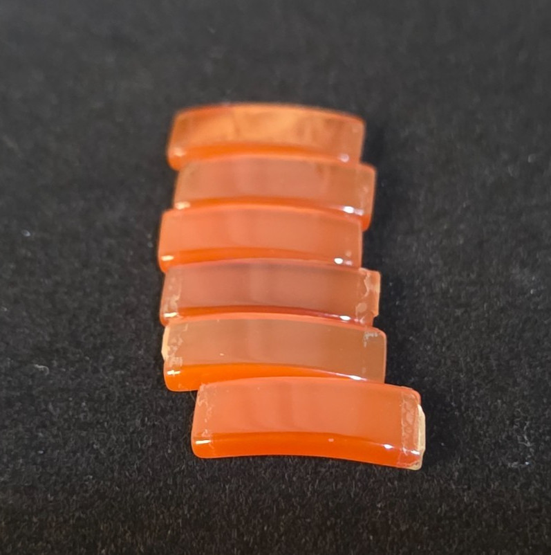 Vintage Orange Carnelian Agate Cabochon Rectangle Stone Panels lot of 6