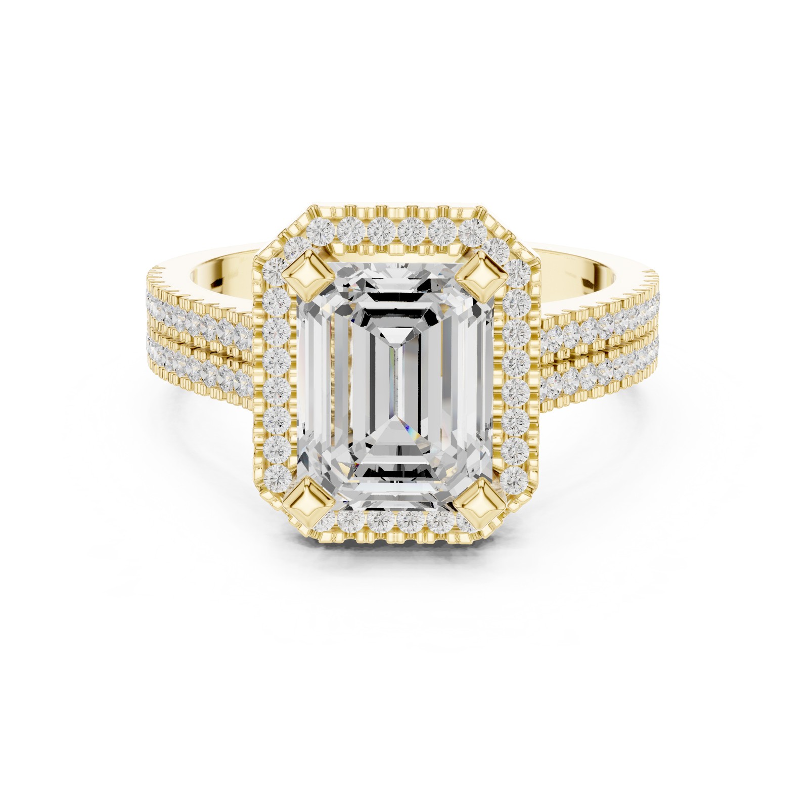 Emerald Cut 2.9 Ct Lab Grown Diamond Ring Classic Women Jewellery 14k Gold Over