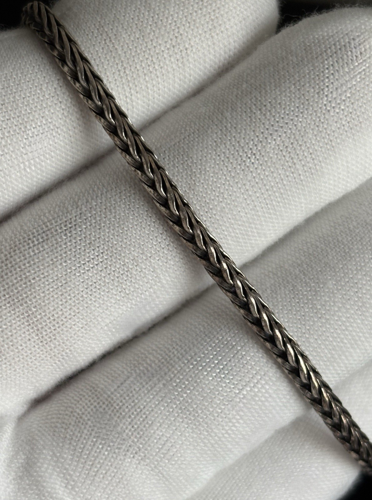 Vintage 925 Sterling Silver Foxtail Spiga Chain Link Bracelet 7” 3mm wide