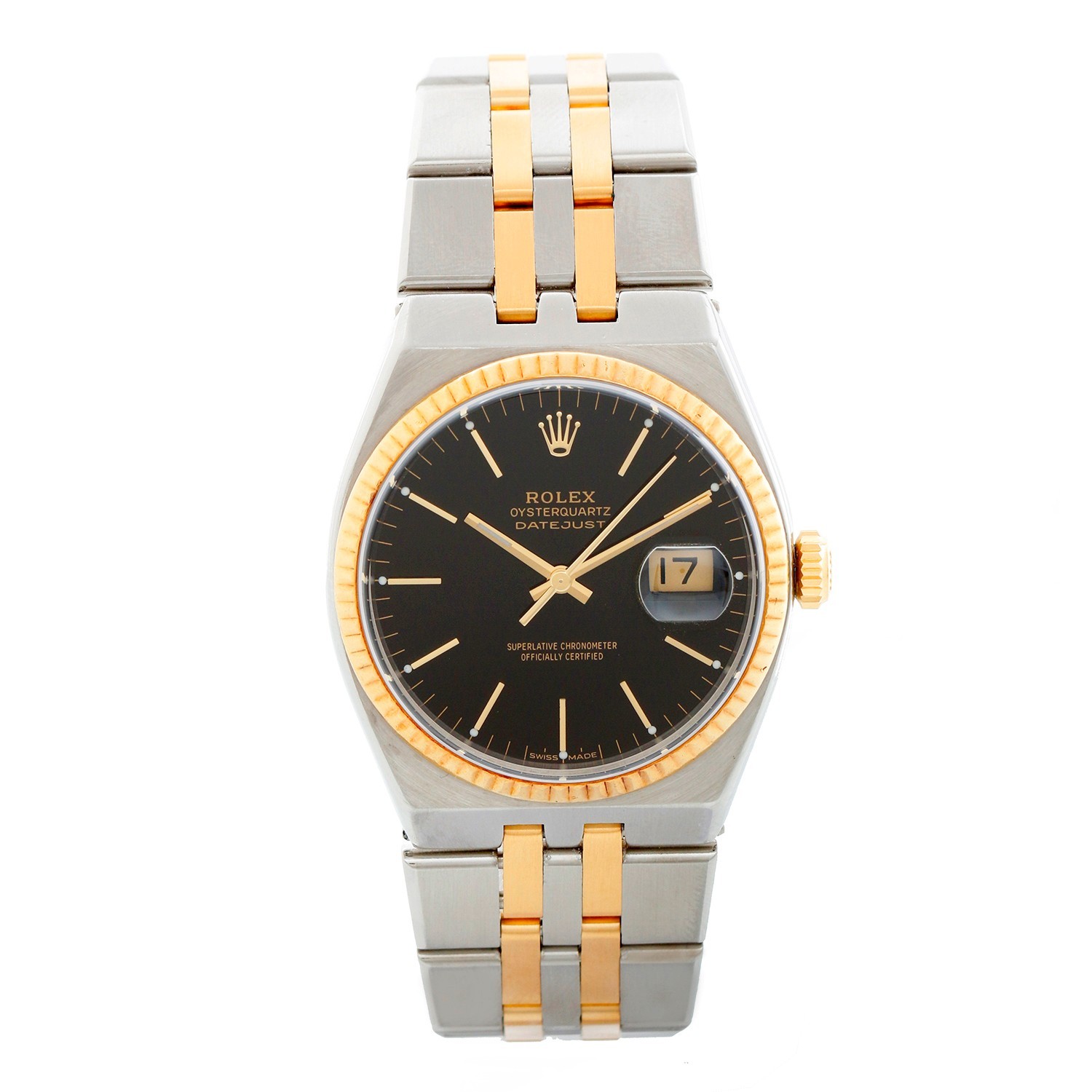 Rolex Oysterquartz 17013 Datejust 2-Tone Men’s Watch Rolex 2 year Warranty Card