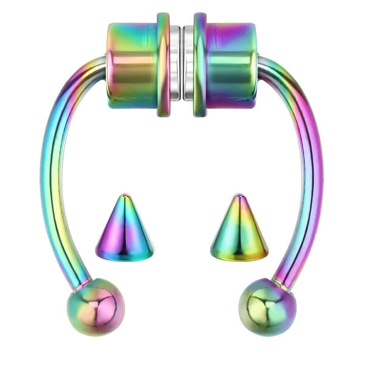 Magnetic Non-Piercing Fake Nose Rings Septum Segment Helix Club Clickers Punk US