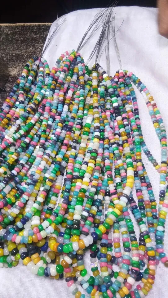 Natural Multi stone Opal Roundelle Gemstone 7-9mm Beads 18″Inch 1 Necklace